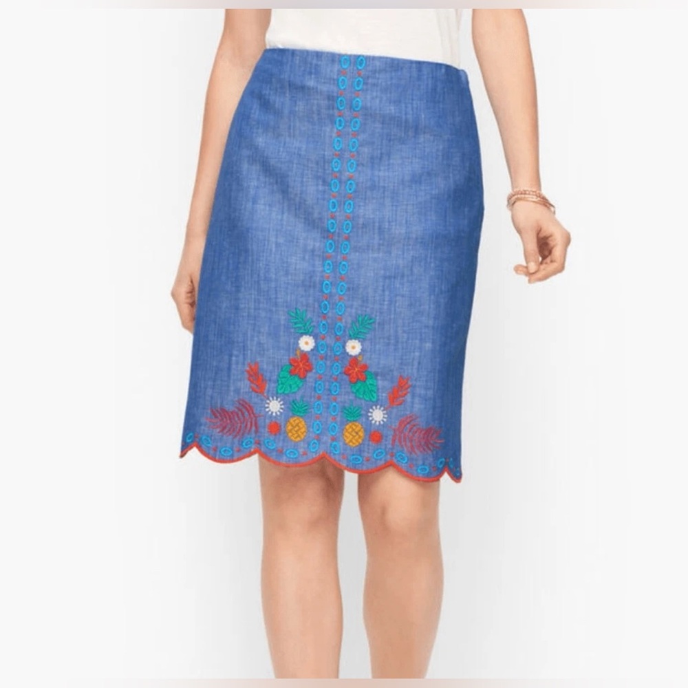 Talbots embroidered‎ A line skirt size 10P